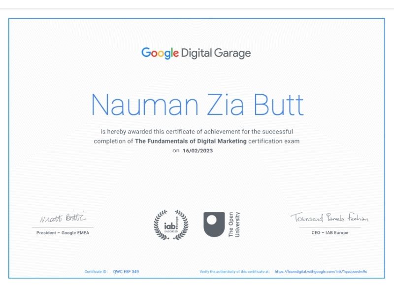 Nauman zia butt - Fundamentals of Digital Marketing